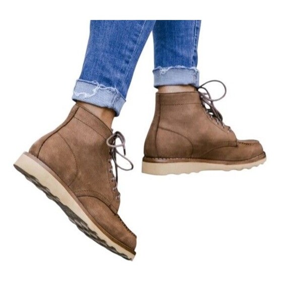 NEW Thursday Boot Co Diplomat Moc Toe Boots Mens 8.5 Brown Leather Vibram Wedge